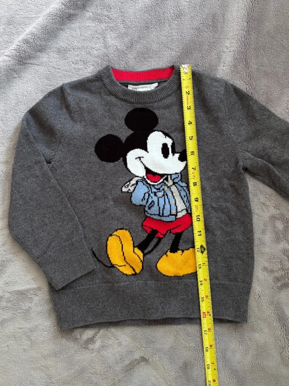 Baby Gap Disney 4T / 4 Years Mickey Mouse Heather Gray Grey Sweater Top EUC